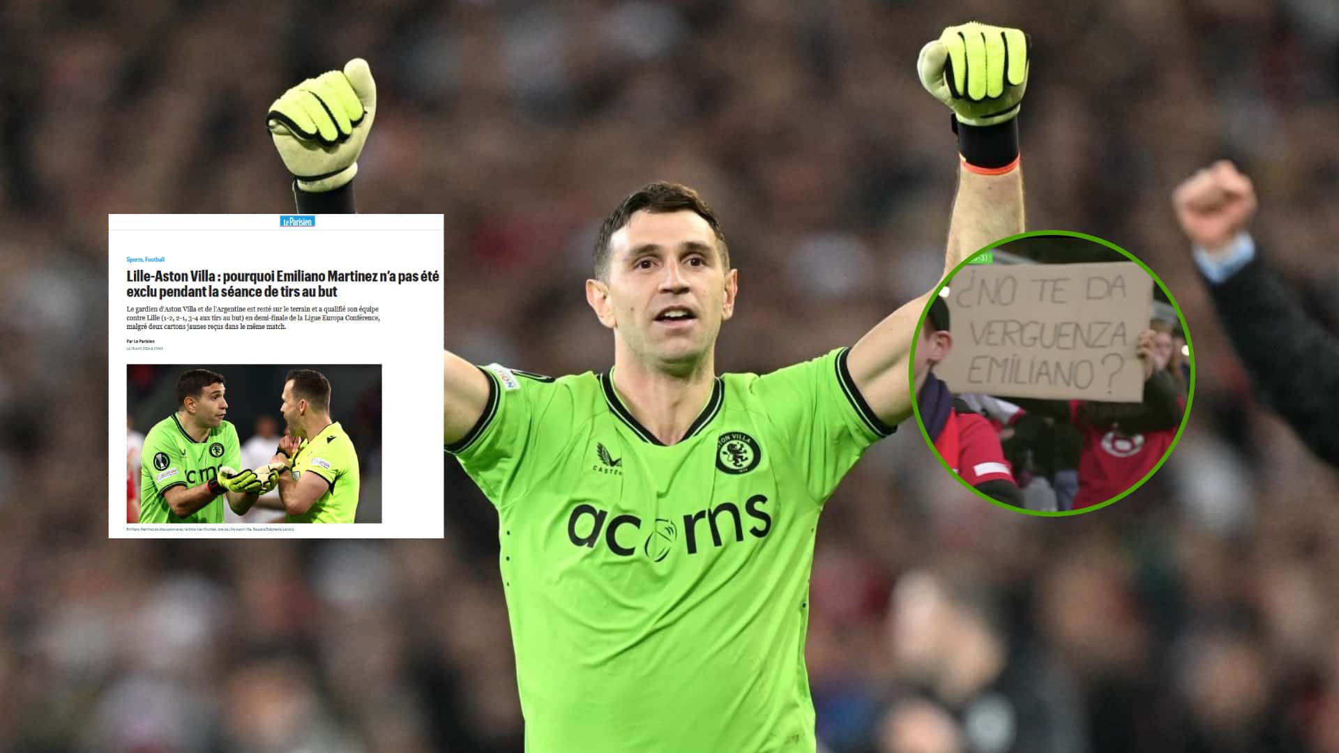 Emiliano Martínez festeja el triunfo contra Lille
