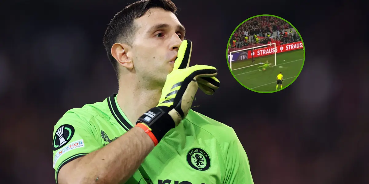 Emiliano Martínez mandando a callar a la hinchada de Lille