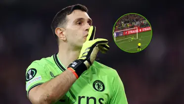 Emiliano Martínez mandando a callar a la hinchada de Lille