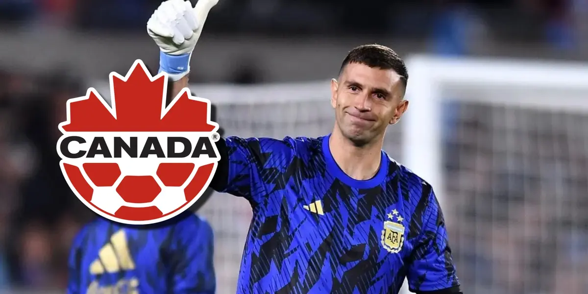 Emiliano Martínez saluda antes del partido.