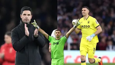 Emiliano Martínez y Mikel Arteta.