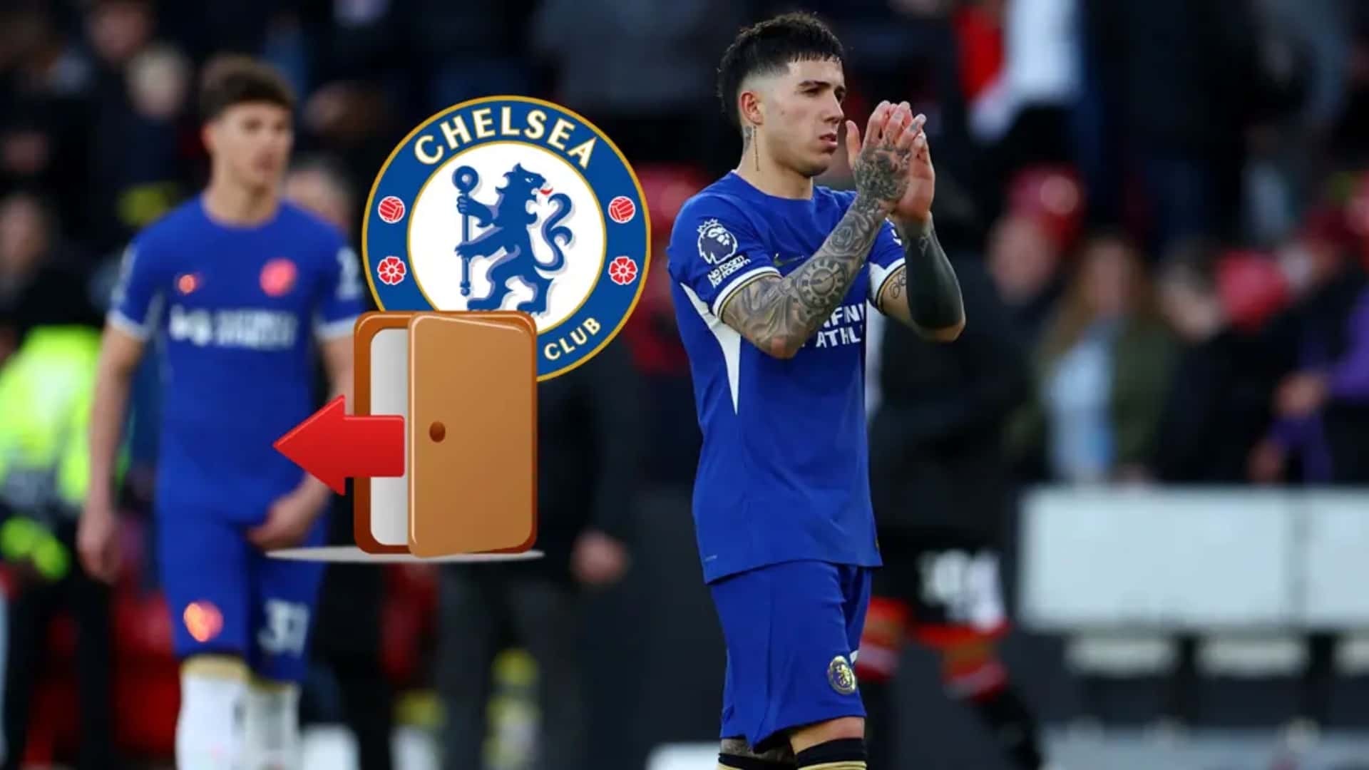 Enzo Fernández aplaude con la camiseta del Chelsea
