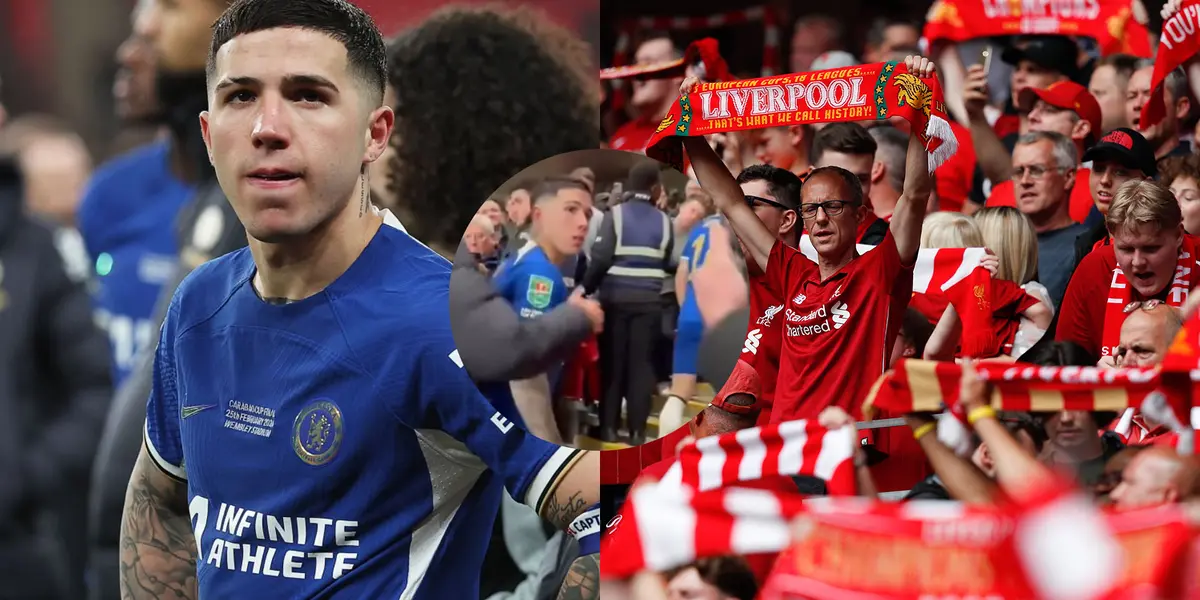 Enzo Fernández casi se encara con un fan de Liverpool tras la derrota en la final