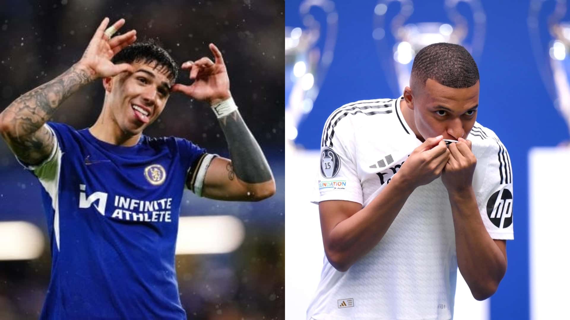 Enzo Fernández y Kylian Mbappé