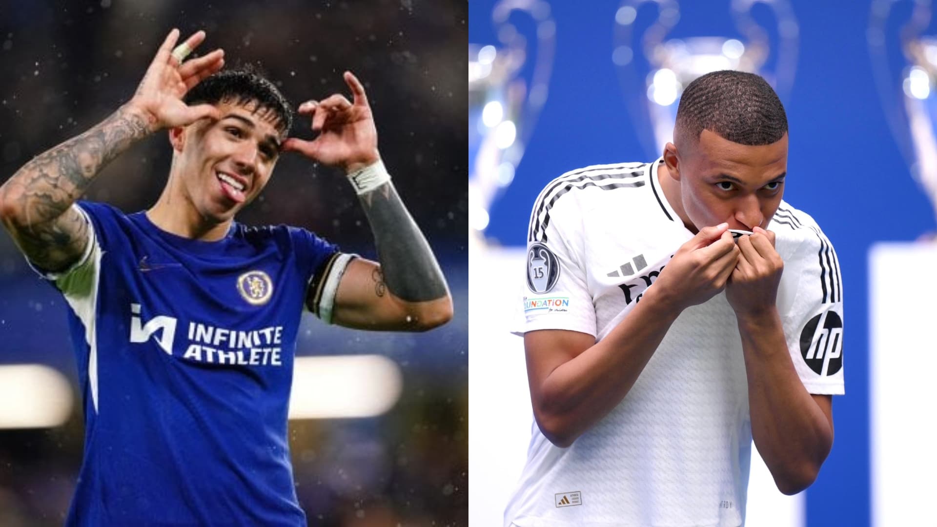 Enzo Fernández y Kylian Mbappé