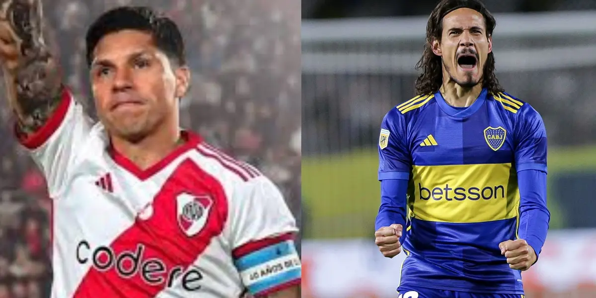 Enzo Pérez y Edinson Cavani.