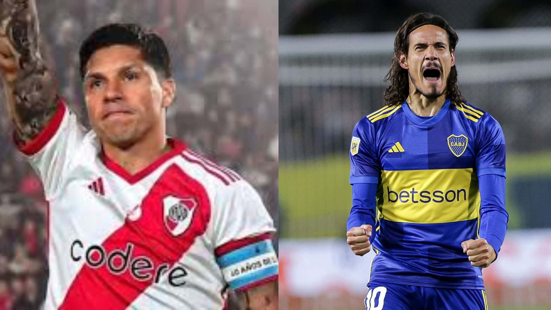 Enzo Pérez y Edinson Cavani.