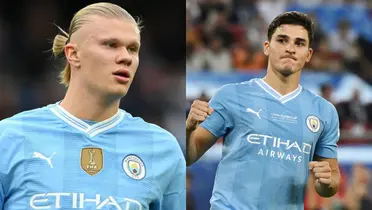 Erling Haaland junto a Julián Álvarez.