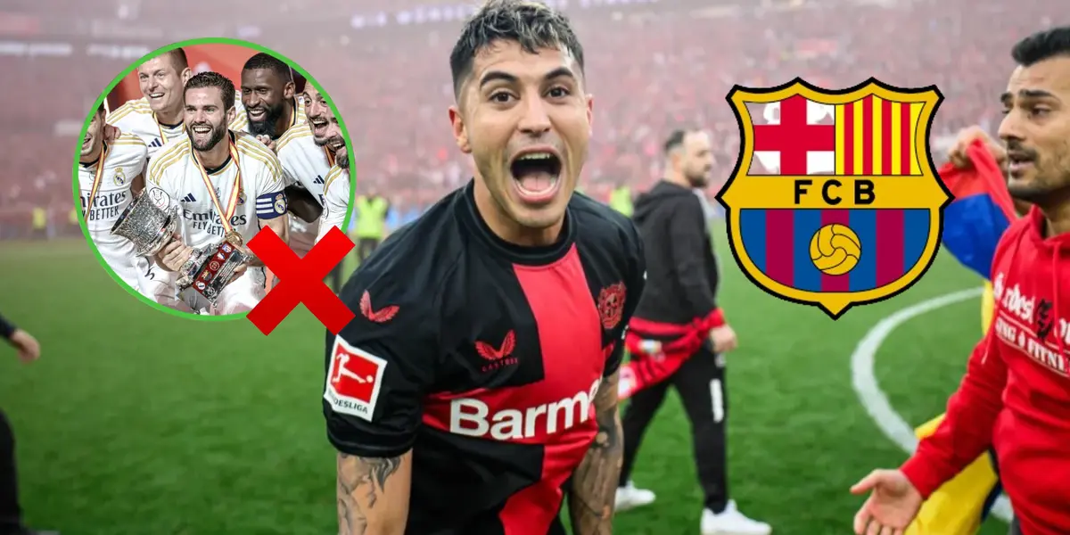 Exequiel Palacios festeja durante un partido del Bayer Leverkusen.