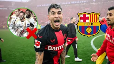 Exequiel Palacios festeja durante un partido del Bayer Leverkusen.