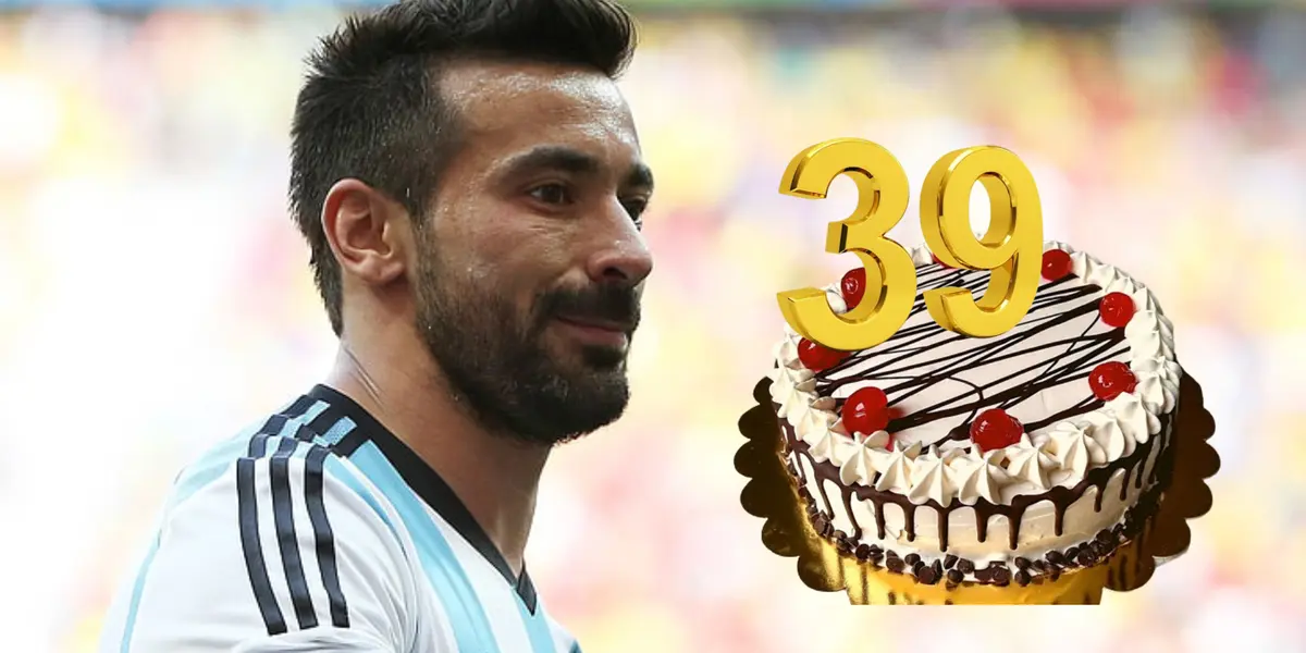 Ezequiel Lavezzi con la camiseta de la Selección Argentina (Brasil 2014).