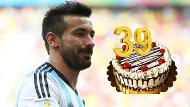 Ezequiel Lavezzi con la camiseta de la Selección Argentina (Brasil 2014).