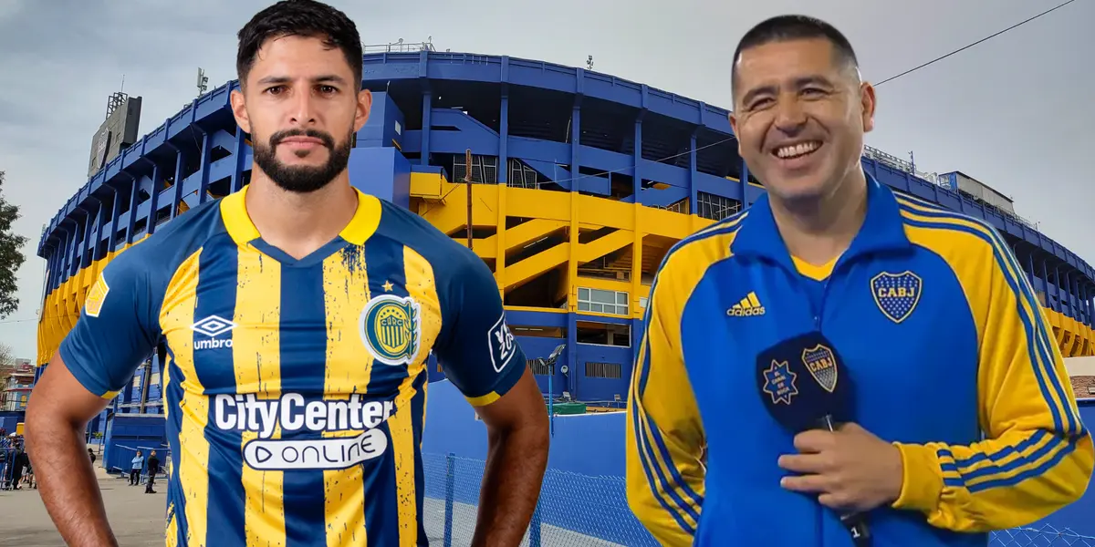 Facundo Mallo y Juan Román Riquelme (Foto tomada de: Rosario Central/Boca Juniors/Wikipedia)