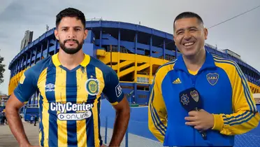 Facundo Mallo y Juan Román Riquelme (Foto tomada de: Rosario Central/Boca Juniors/Wikipedia)