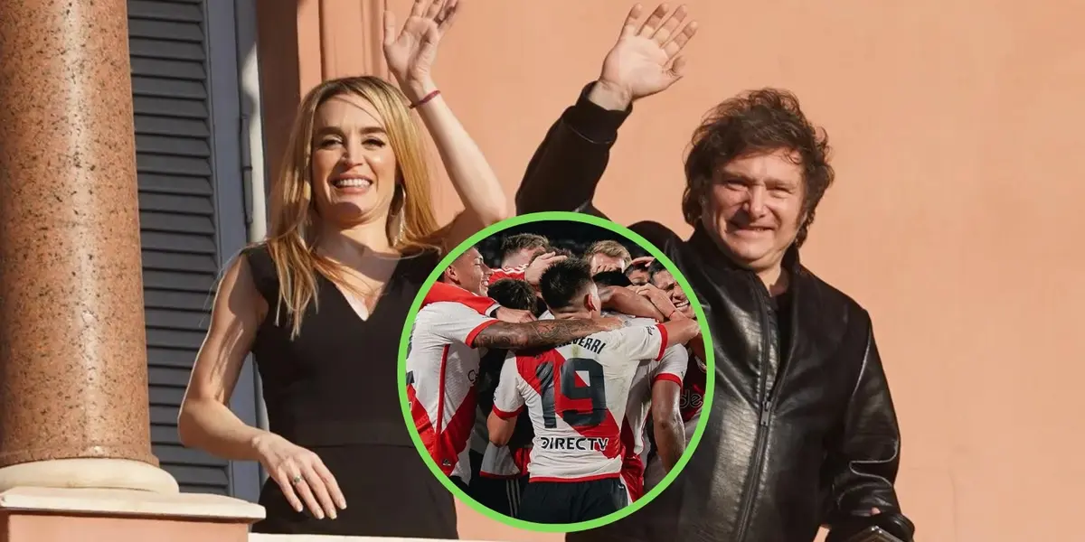 Fatima Florez, Milei y los jugadores de River.