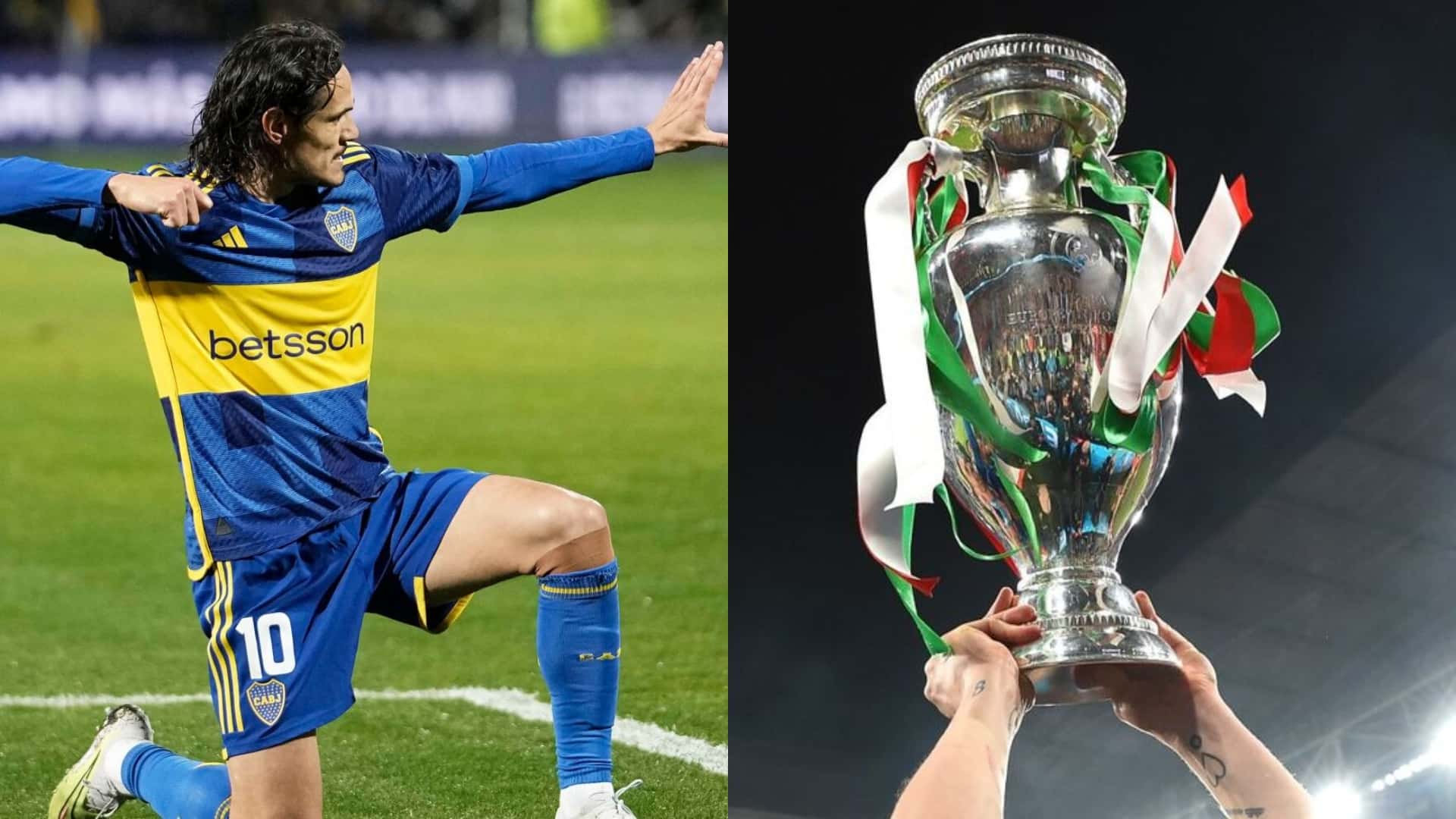 Festejo de Edinson Cavani en Boca Juniors.