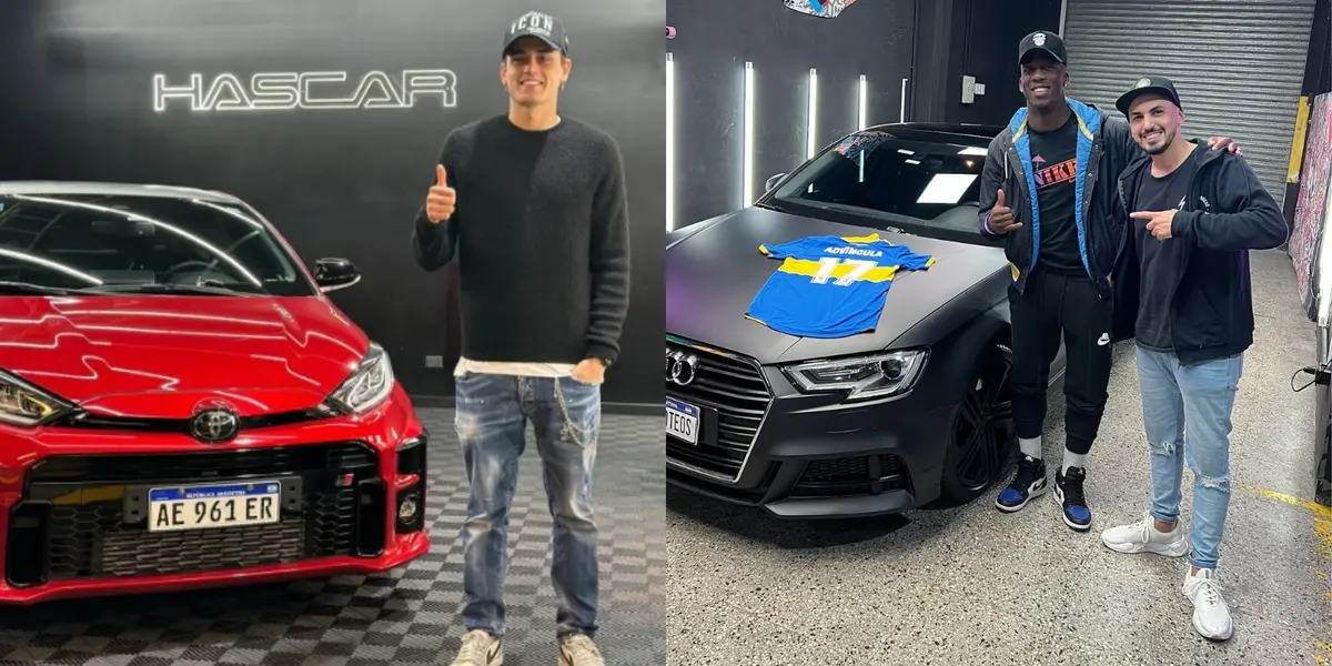 Fonseca y Advíncula con sus autos.