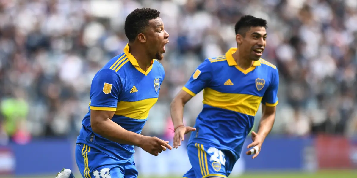 Fran Fabra festejando su gol en Boca Juniors (Getty Images)