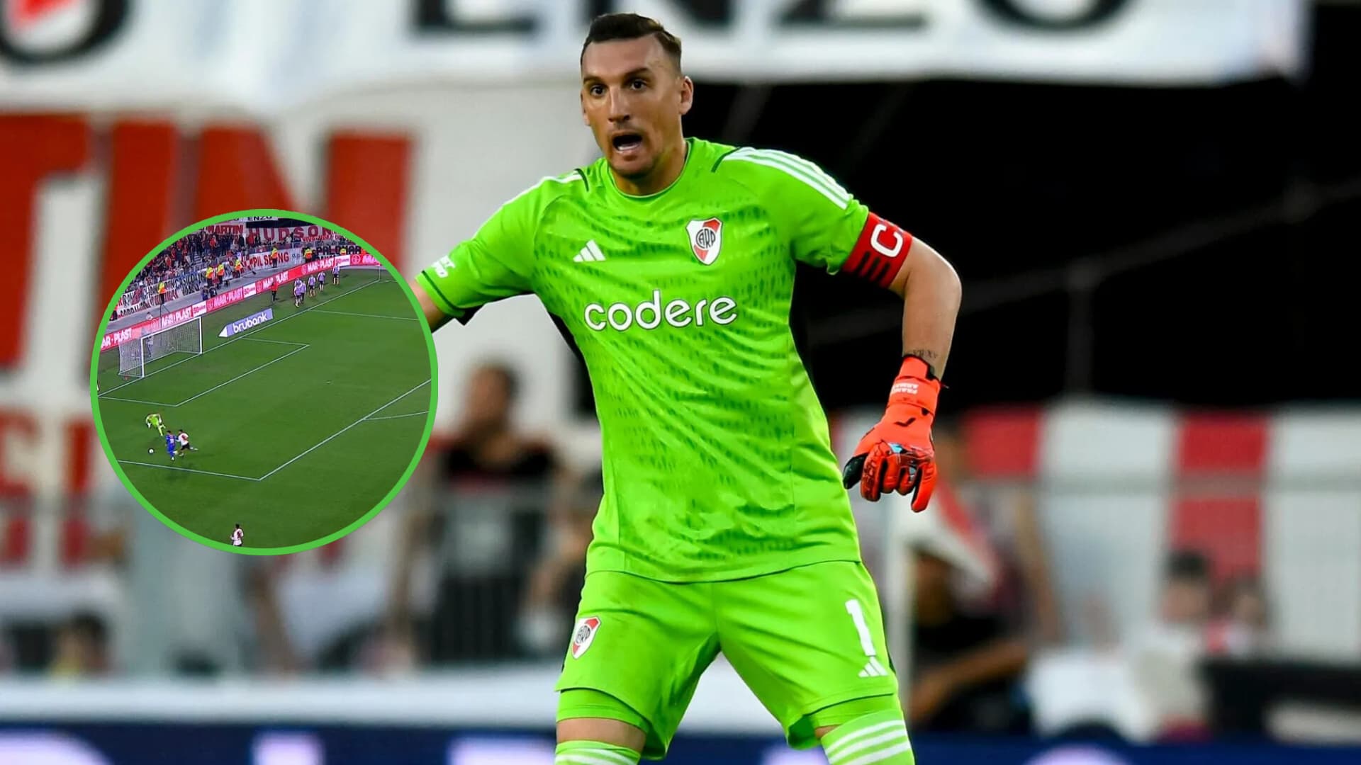 Franco Armani con la camiseta de arquero verde de River.