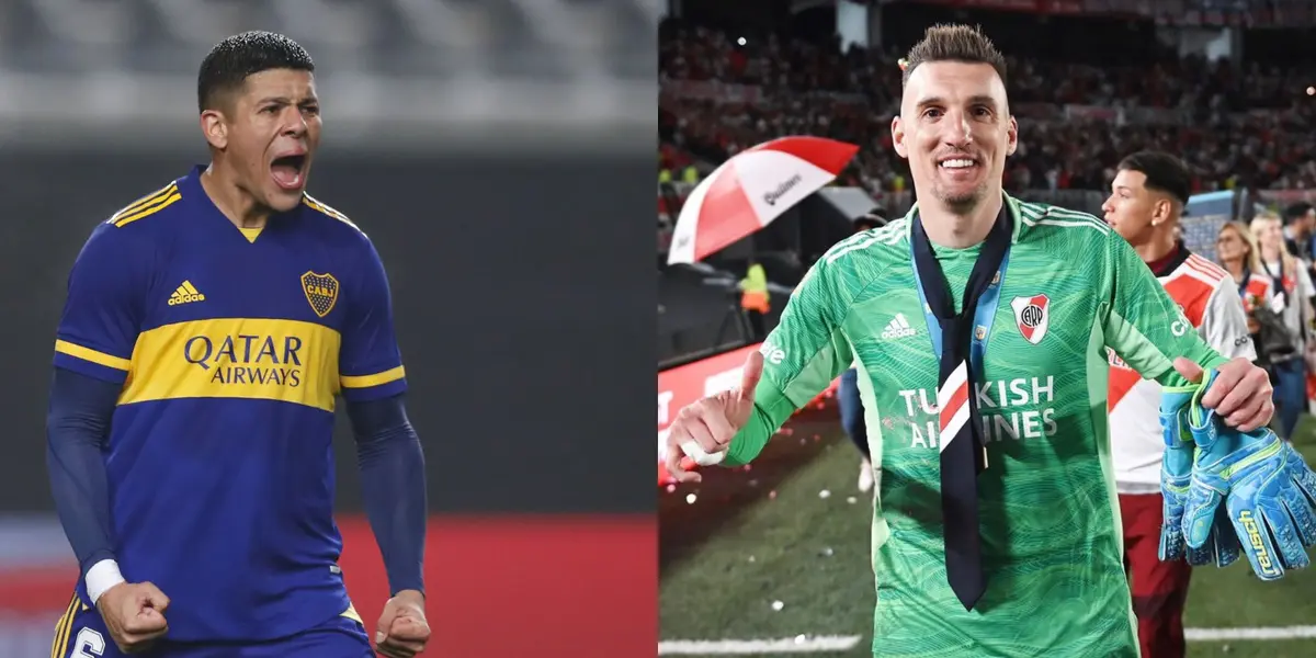 Franco Armani y Marcos Rojo.