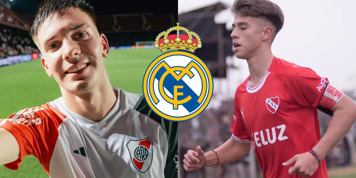 Franco Mastantuono con la camiseta de River y Tomás Parmo con la de Independiente