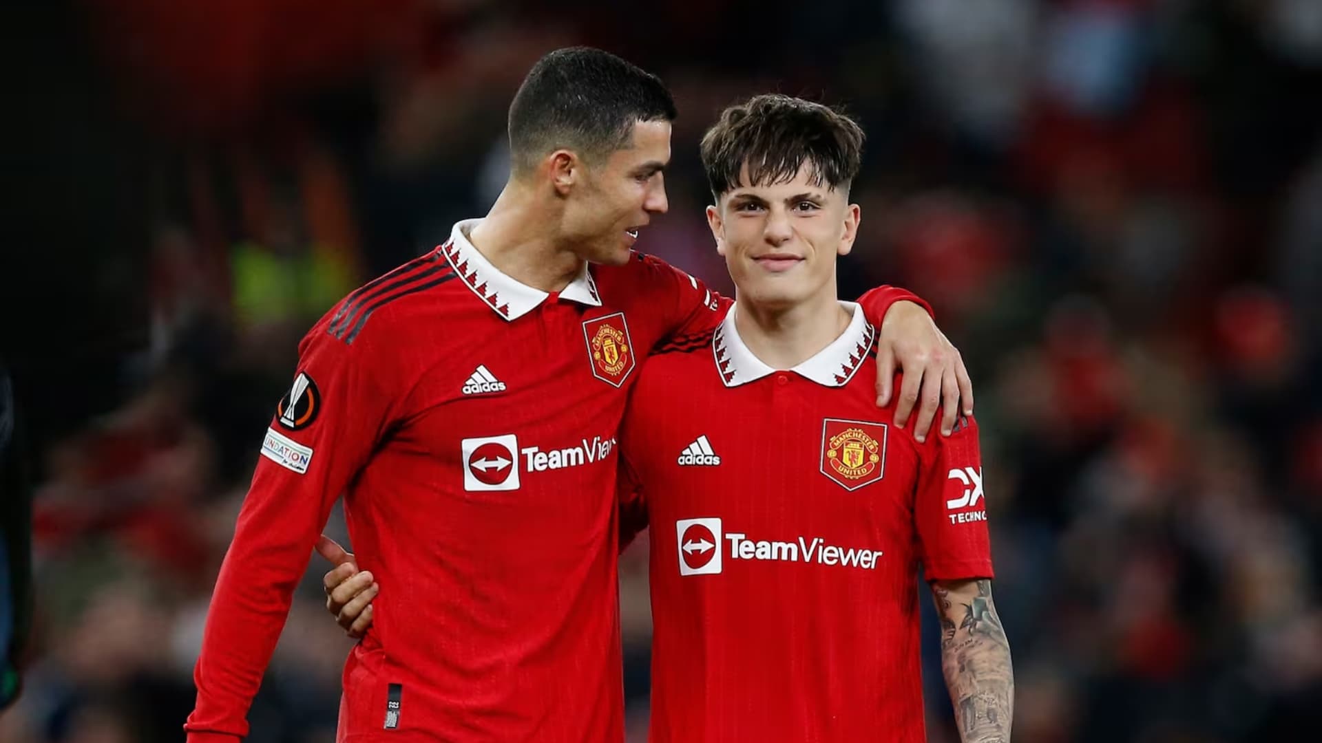 Garnacho y Cristiano juntos en Manchester United