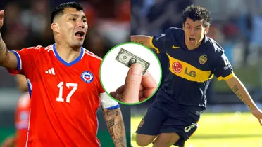 Gary Medel con las camisetas de Chile y Boca Juniors.