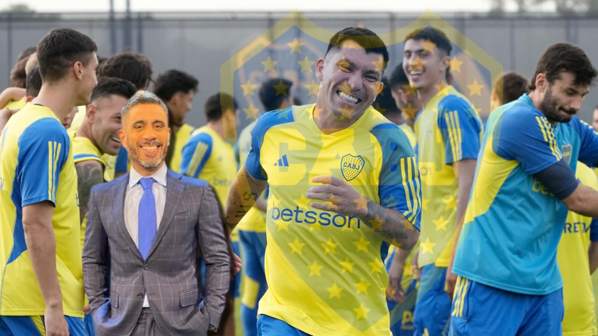Gary Medel sonríe entrenando con Boca.