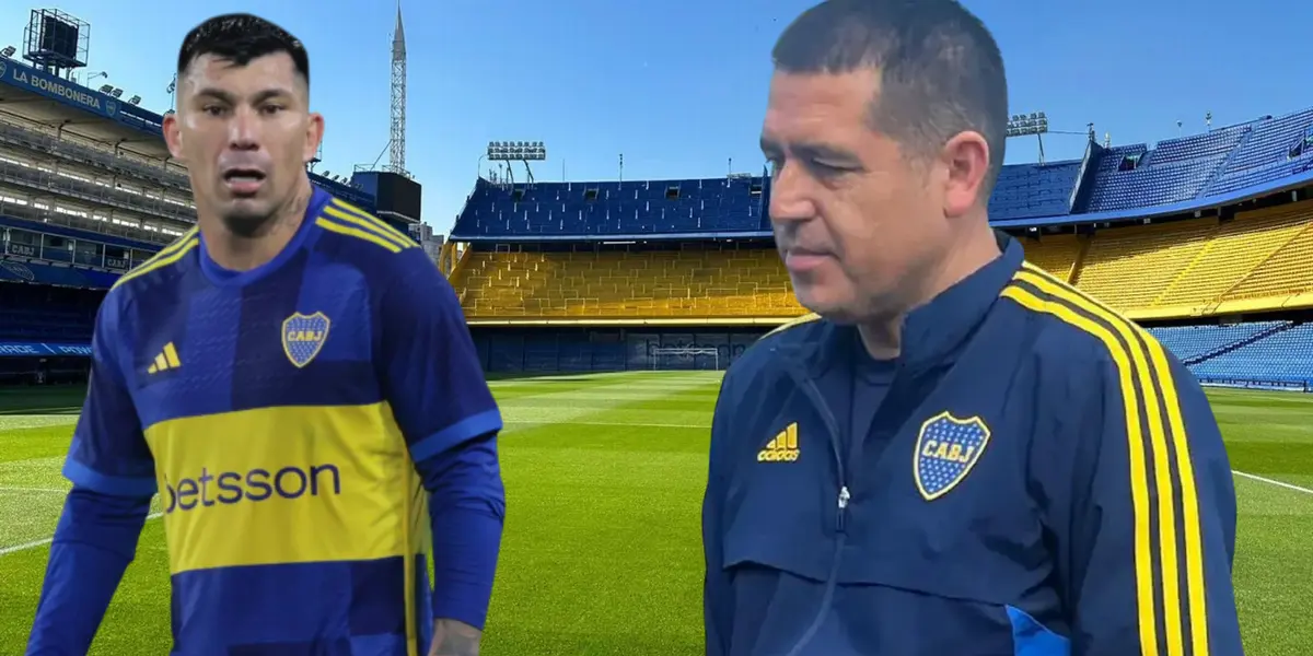 Gary Medel y Juan Román Riquelme (Foto tomada de: ESPN/Boca Juniors/Popular)