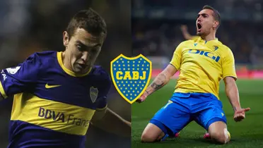 Gonzalo Escalante con la camiseta de Boca (2013) y Cádiz (2024).