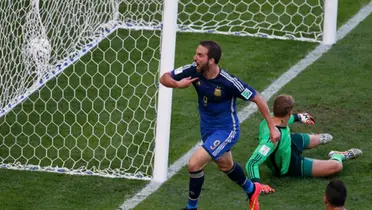 Gonzalo Higuaín anotó un gol que fue anulado en la final del Mundial de Brasil 2014.