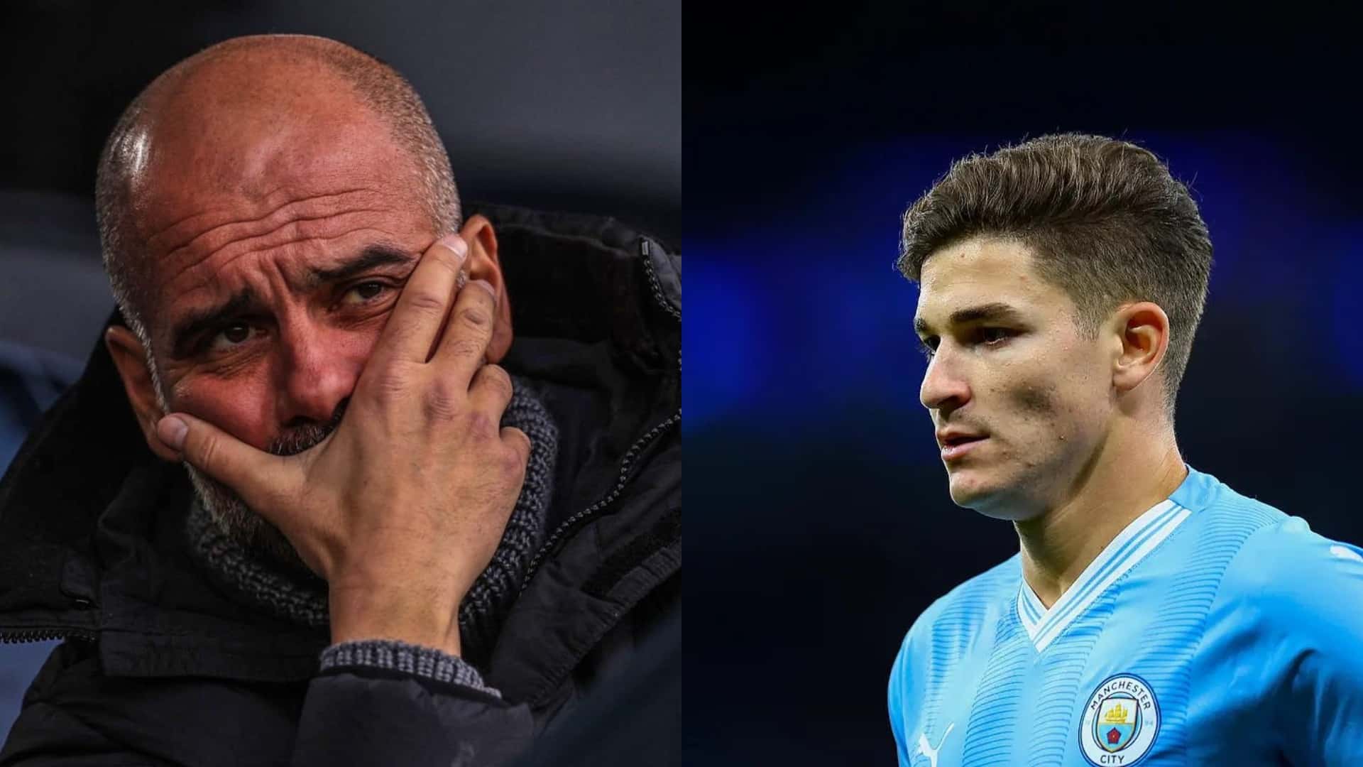Guardiola y Julián Álvarez, Manchester City