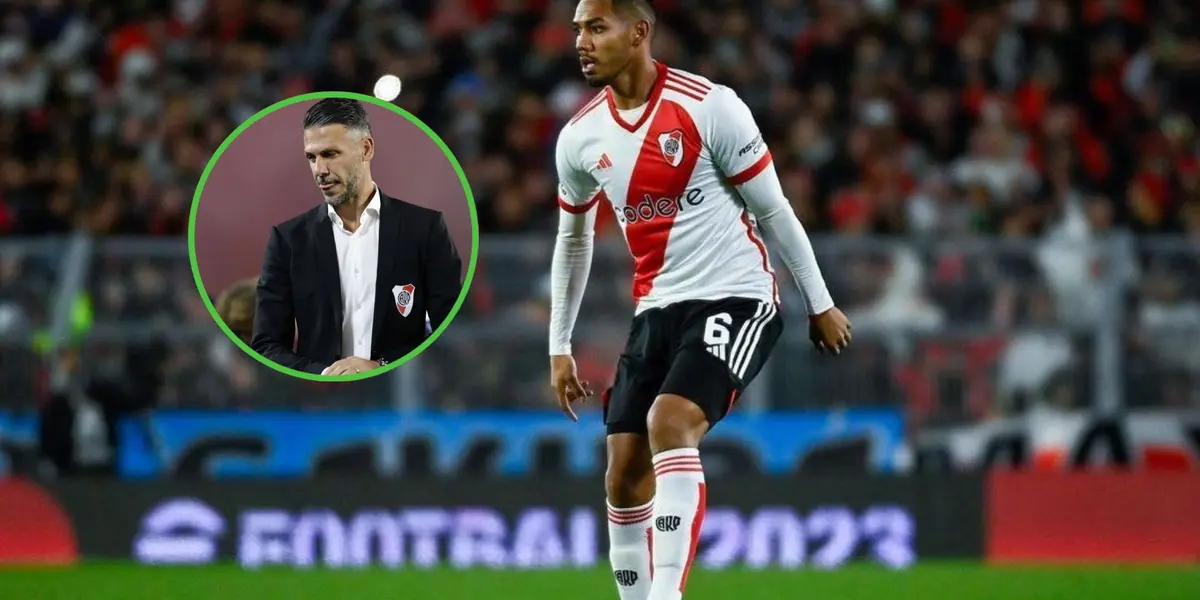 Héctor Martínez durante un partido de River en 2024.