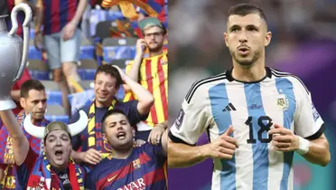 Hinchas del Barcelona y Guido Rodríguez