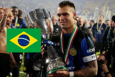 La dedicatoria de Lautaro Martínez a Brasil en los festejos de la Supercopa