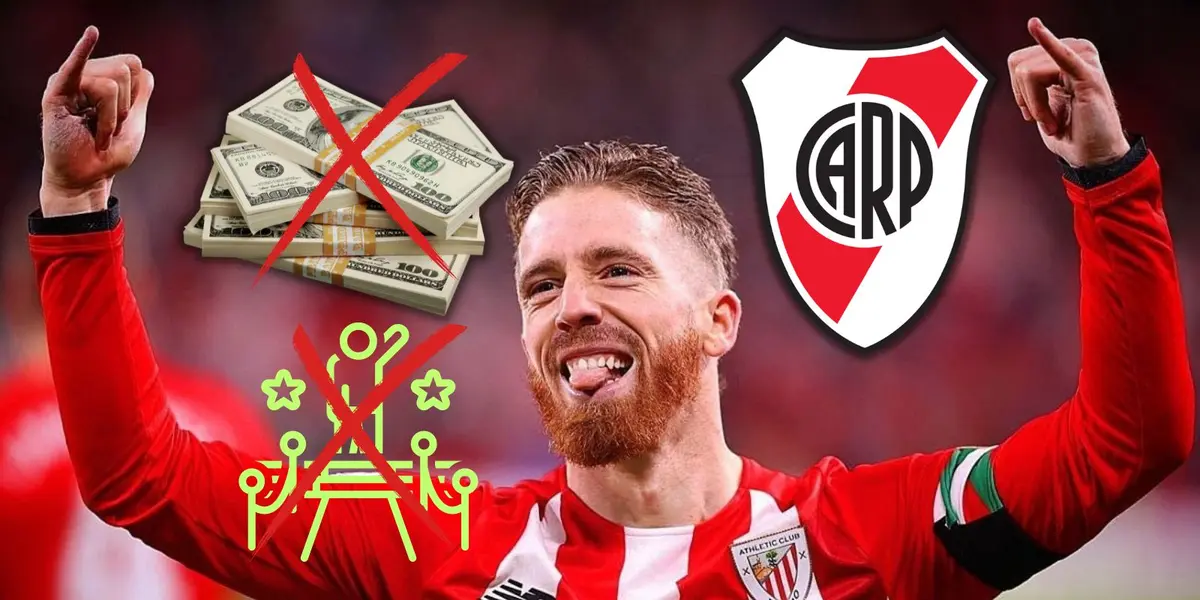 Iker Muniain junto al dinero, la fama y el escudo de River.