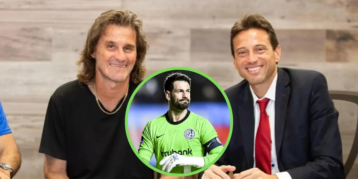 Insúa con Moretti y Batalla