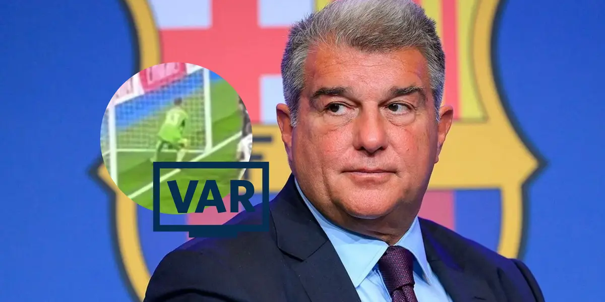 Joan Laporta en la sala de prensa del Barcelona