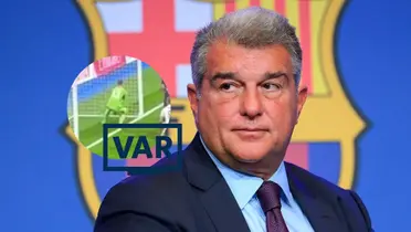 Joan Laporta en la sala de prensa del Barcelona