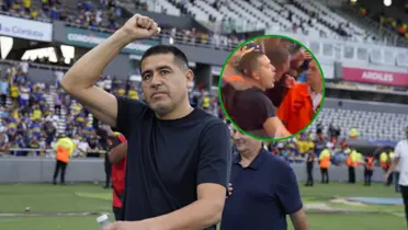 Juan Román Riquelme festeja el triunfo sobre River
