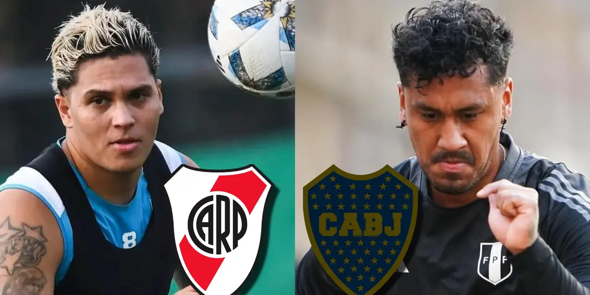 Juanfer Quintero y Renato Tapia entrenando.