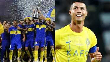 Jugadores de Boca campeones junto a Cristiano Ronaldo.
