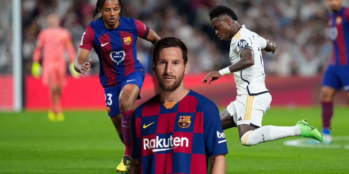 Jules Koundé y Vinicius disputan un balón en el clásico de España