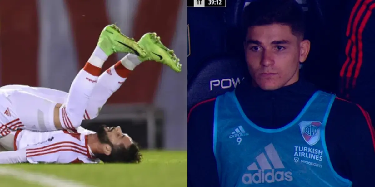Julián Álvarez como suplente en River