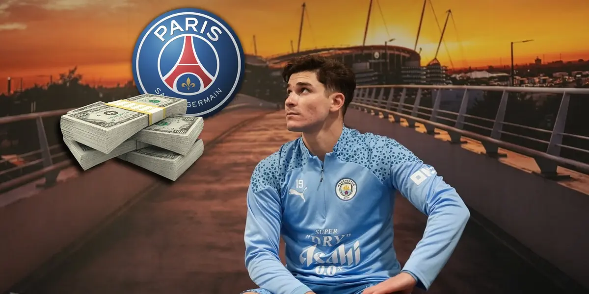 Julián Álvarez, con los colores de Manchester City.