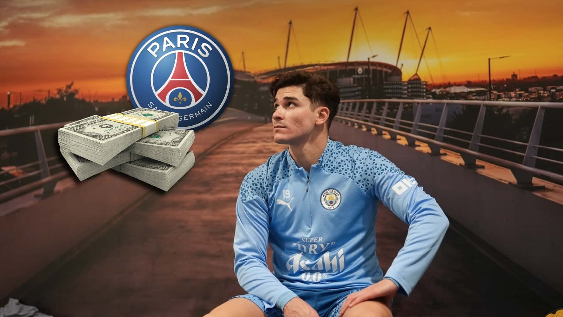 Julián Álvarez, con los colores de Manchester City.