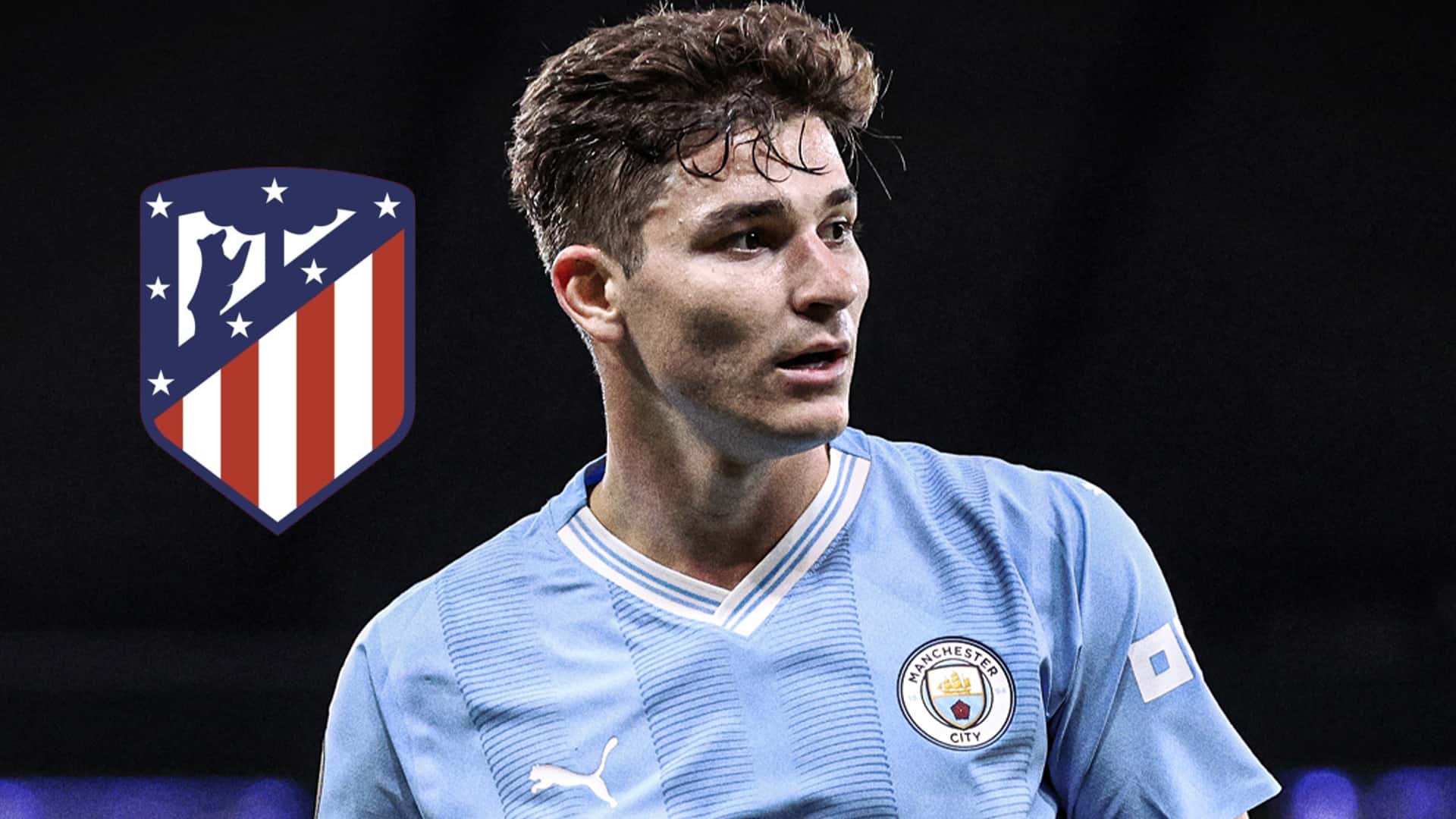 Julián Álvarez en acción con la camiseta del Manchester City.