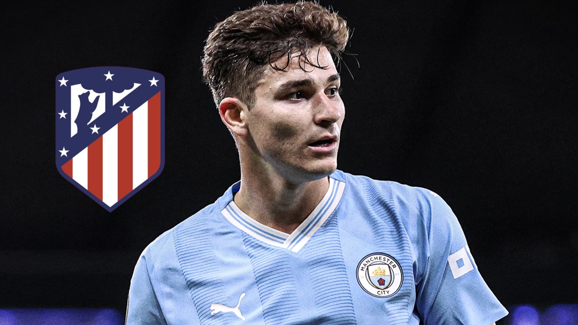 Julián Álvarez en acción con la camiseta del Manchester City.