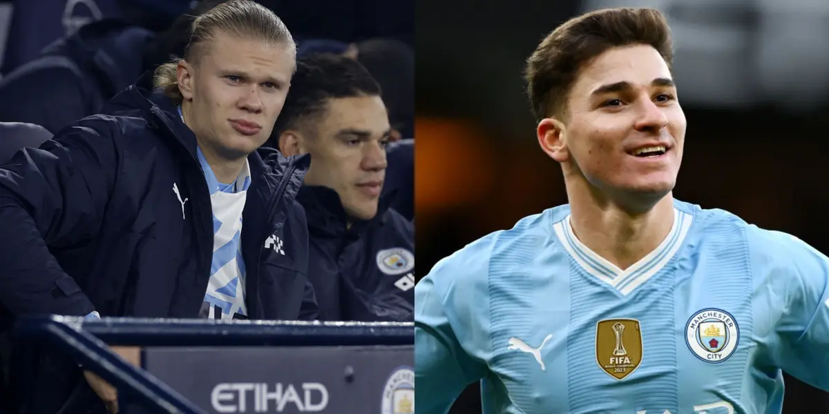 Julián Álvarez no hace extrañar a Haaland