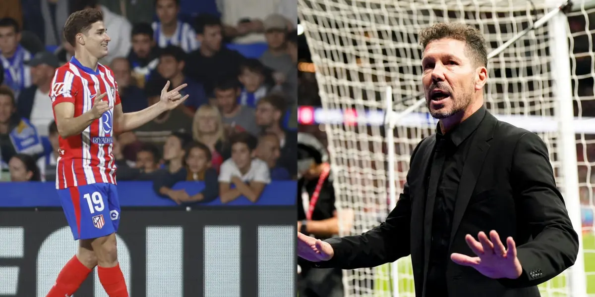 Julián Álvarez y Diego Simeone